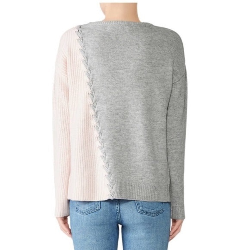 Tabula Rasa Grey And Pink Dante Color-Block Wool Sweater - Picture 3 of 5